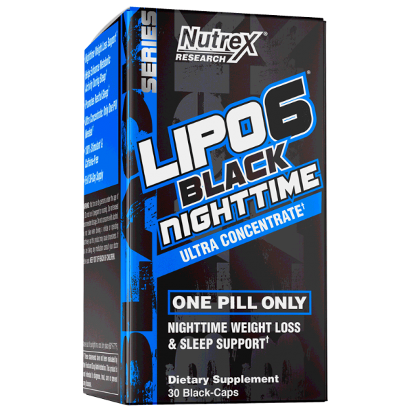 Nutrex LIPO6 BLACK NIGHTTIME Ultra Concentrate Weight Loss & Sleep Support, 30 Black-Caps