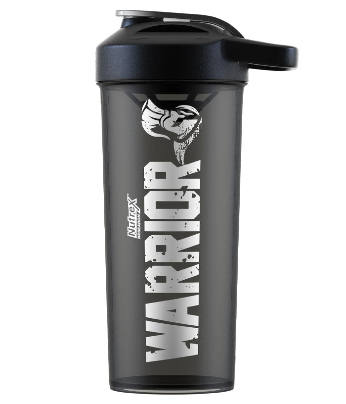 Nutrex WARRIOR Plastic SHAKER CUP, black with gray cover